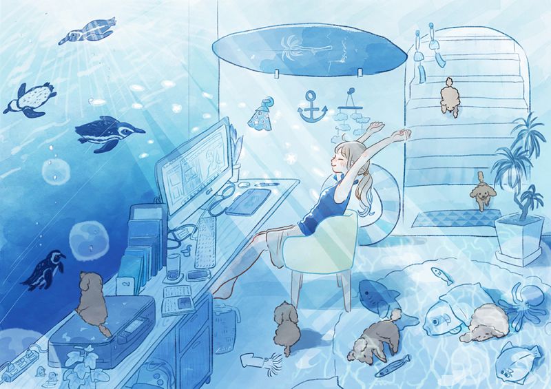 Những hình nền máy tính cute màu xanh - Hình số 7