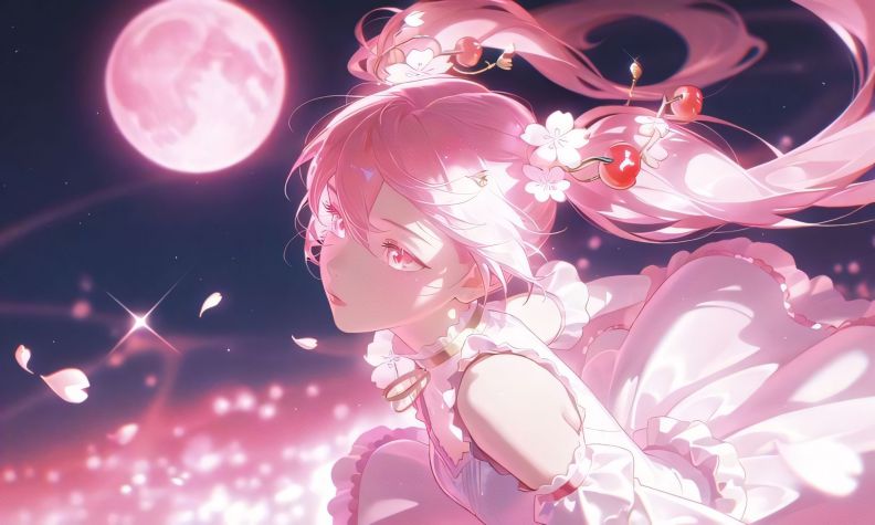 Những hình nền anime nữ màu hồng - Hình số 9