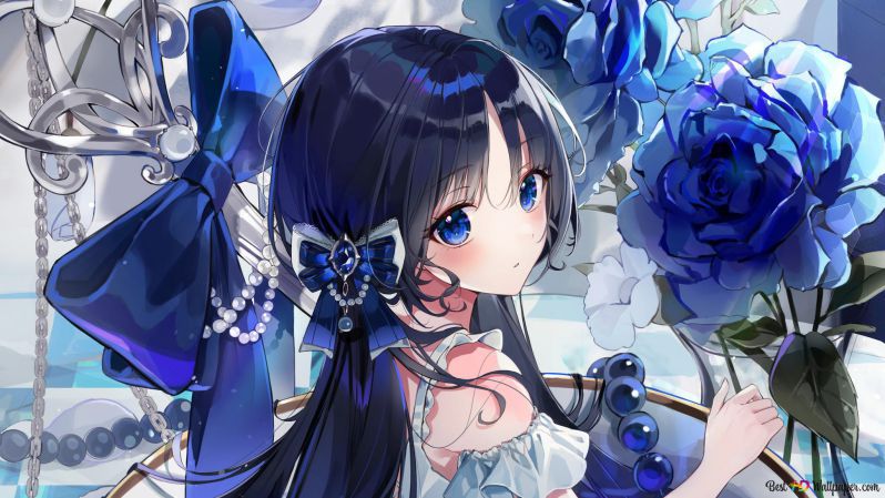 Những hình nền anime cute màu xanh - Hình số 2